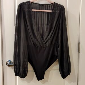 Body suit with shear top